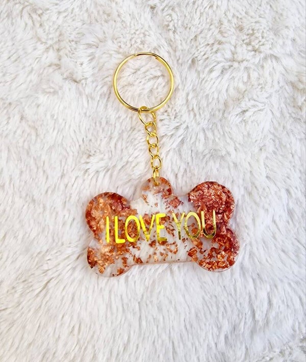 Acrylic sleutelhanger baby voet  "i love you"