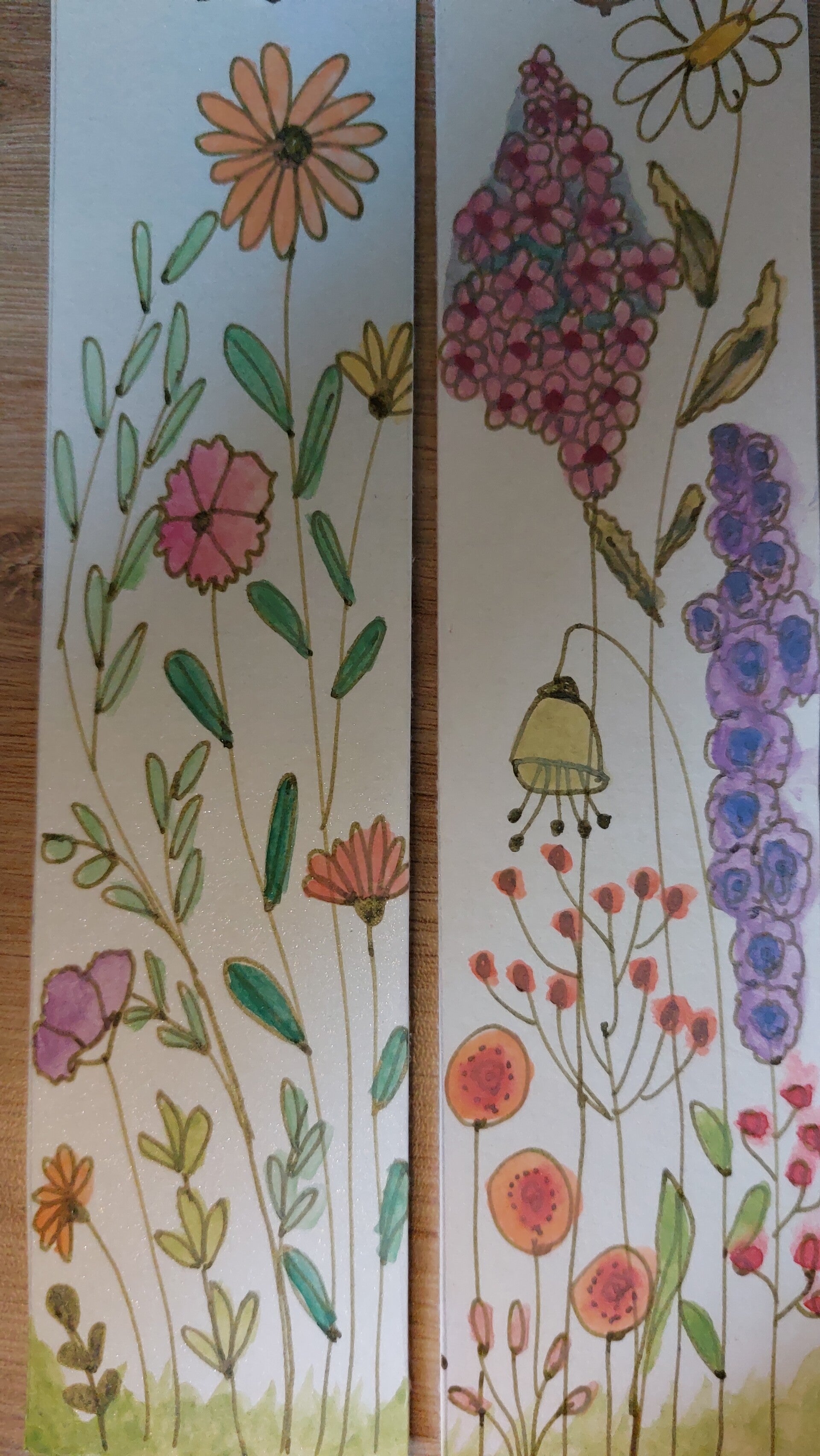 Marque-page floral à l’aquarelle fait main – Illustration originale "Fleurs des Champs" et "Automnal"