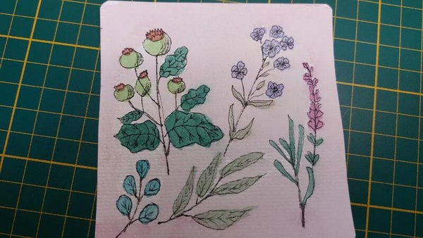 Carte originale à l'aquarelle – Collection "Herbier & Fleurs Sauvages" fait main