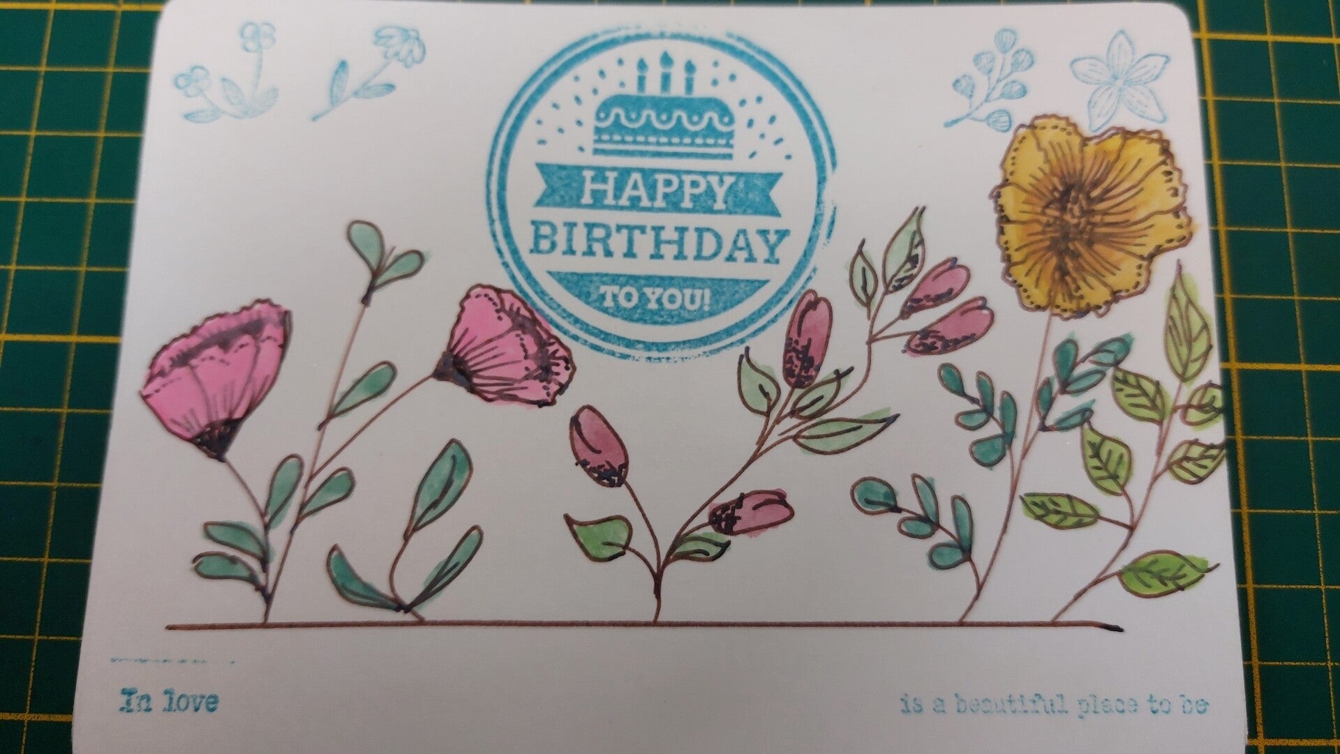 Carte illustrée originale à l'aquarelle pailletée – Pièce unique fait main & son enveloppe assortie