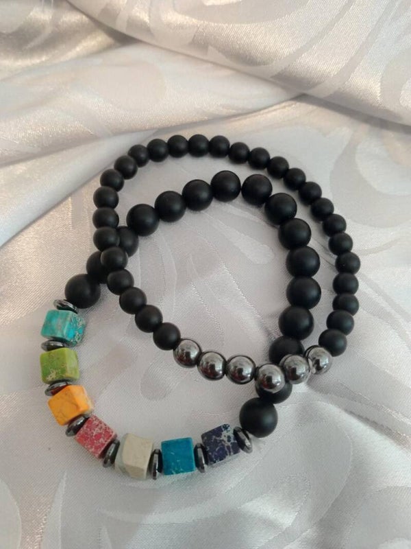 chakra armband hematiet set
