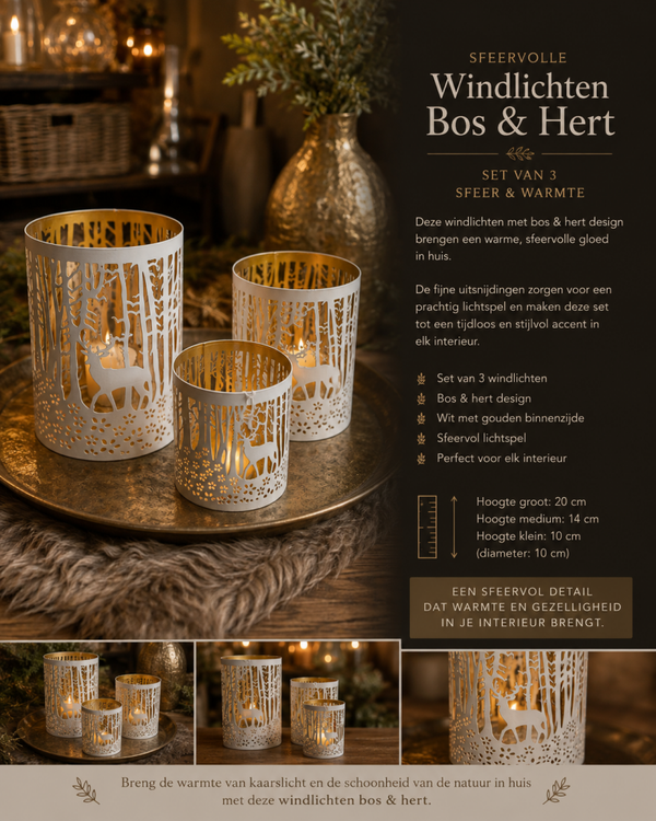 Set windlichten Bos & Hert