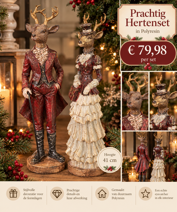 Prachtig Victoriaans Hertenkoppel. 41cm