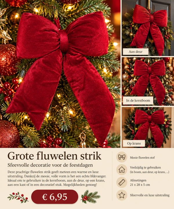 Grote fluwelen strik 21/28/5cm