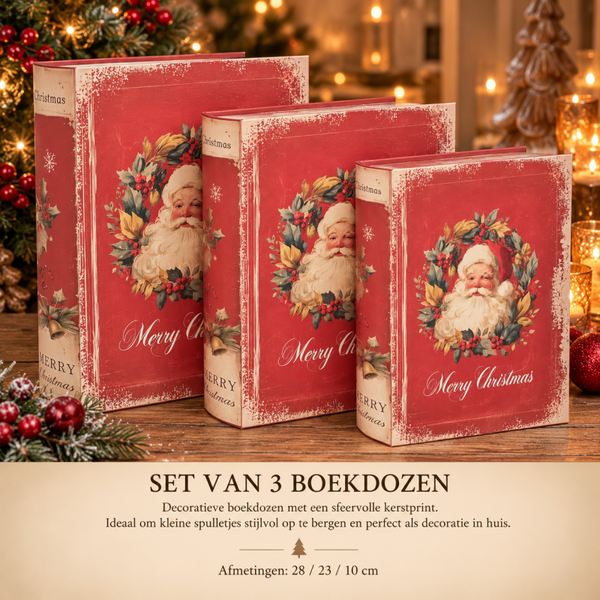 Set van 3 boekdozen Merry Christmas
