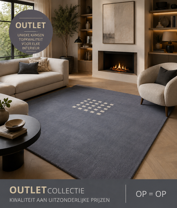 Outlet /Modern effen design tapijt blauw  200 x 300 cm