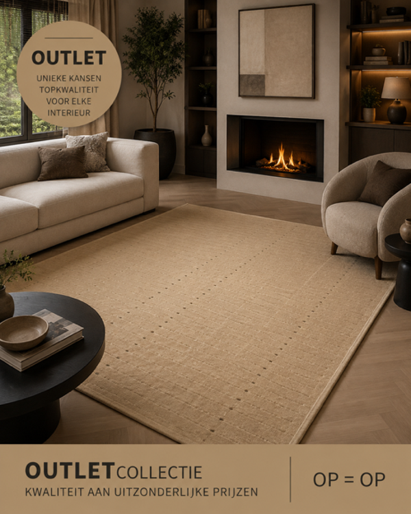 Outlet beige modern & tijdloos tapijt  200 x 290 cm