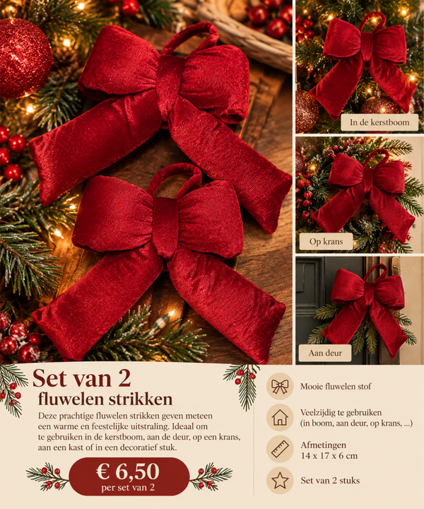 Set van 2 fluwelen strikken