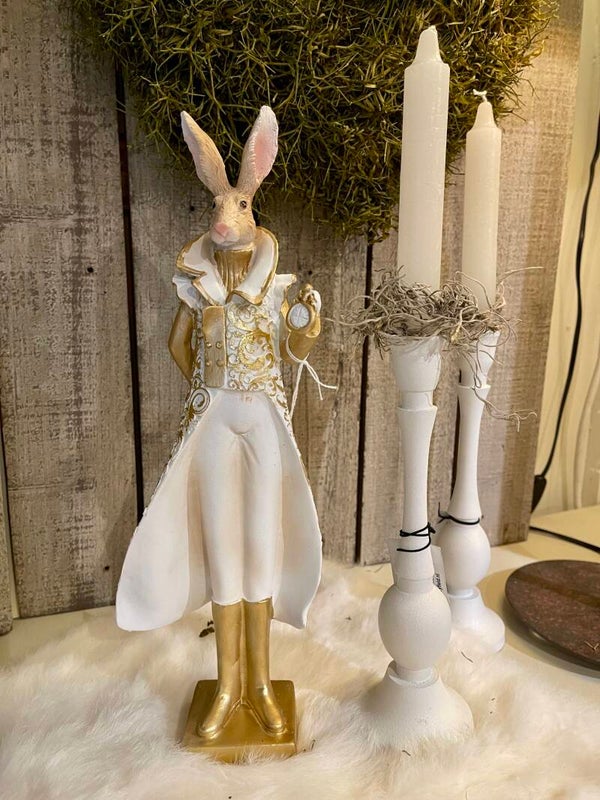 Konijn wit/gouden mantel