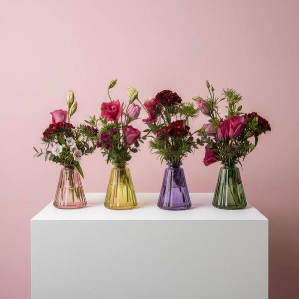 Four Bud Vases with Flowers