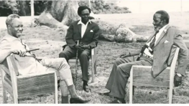 Mwalimu Nyerere na viongozi wa Afrika Mashariki katika Uganda State Lodge, 10 Oktoba 1970