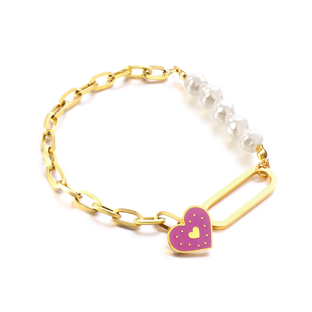 Pearls, Purple Heart Bracelet