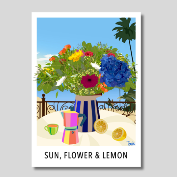 Affiche Sun, flower & lemon - Affiche Vintage