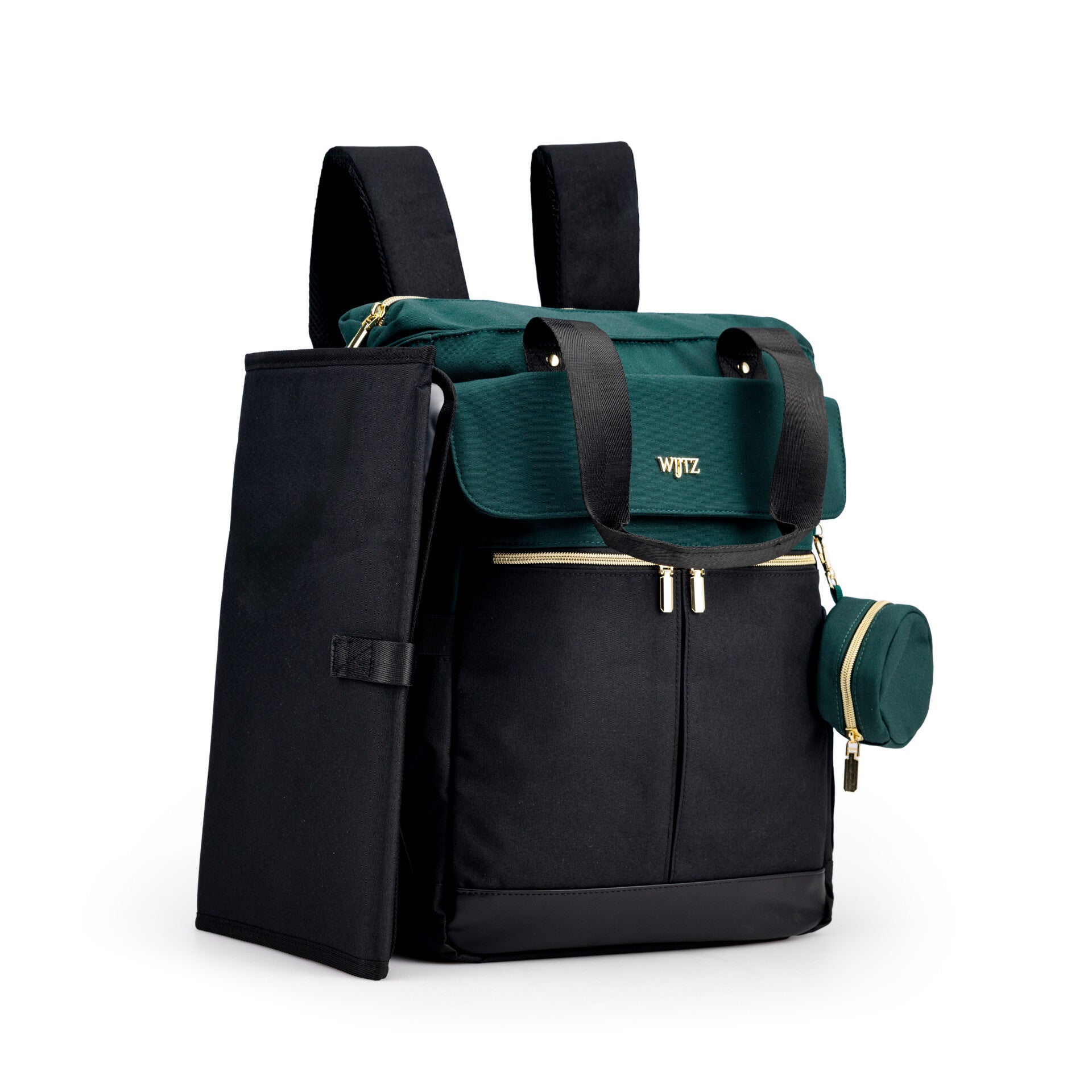 Multifunctionele Groen/Zwart luiertas met verschoningsmatje