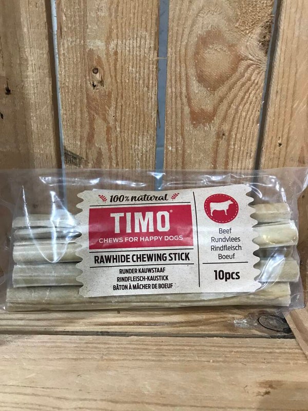 Timo - rawhide chewing stick rund - 10 stuks