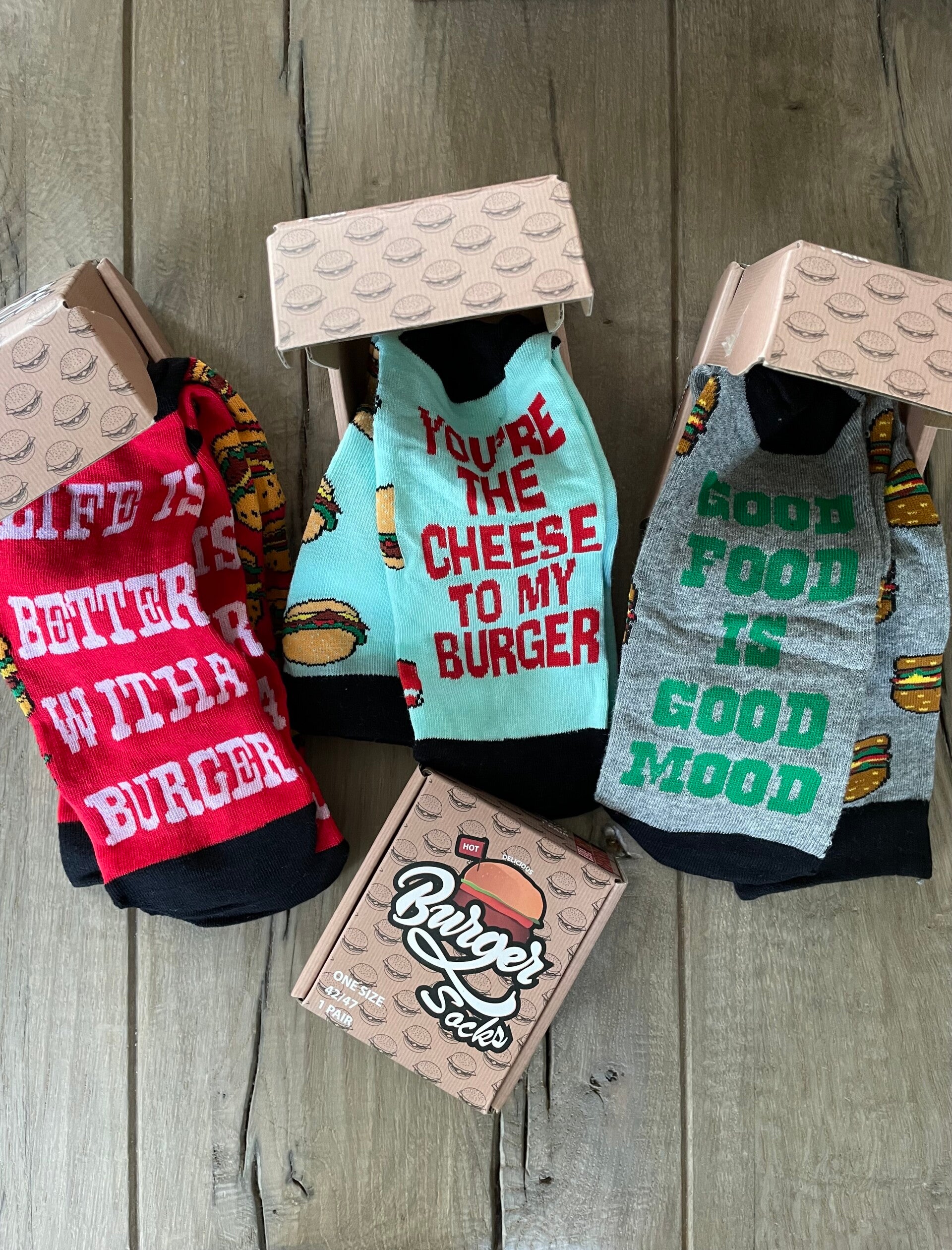 Hamburgersokken maat 42-47 Rood