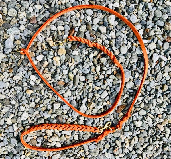 Fettleder Leine Orange fein für kleine Hunde