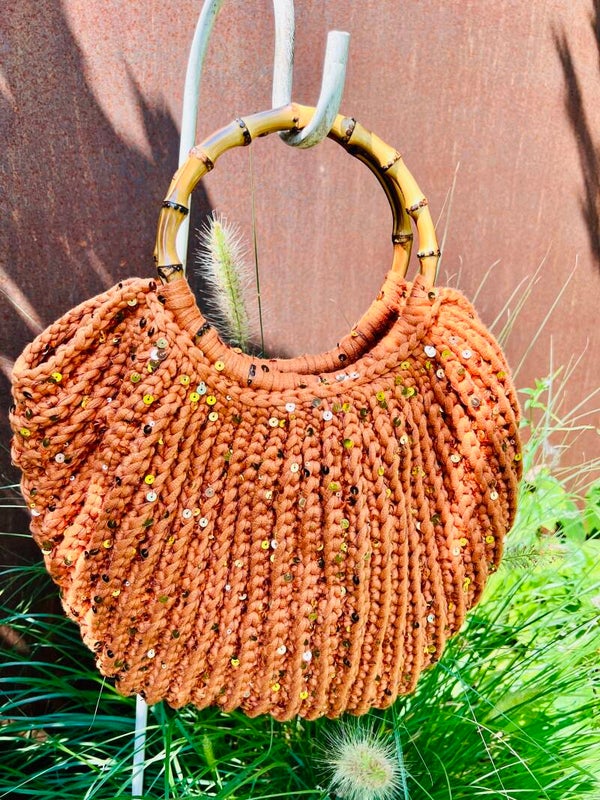 Glitzertasche Handgefertigt orange