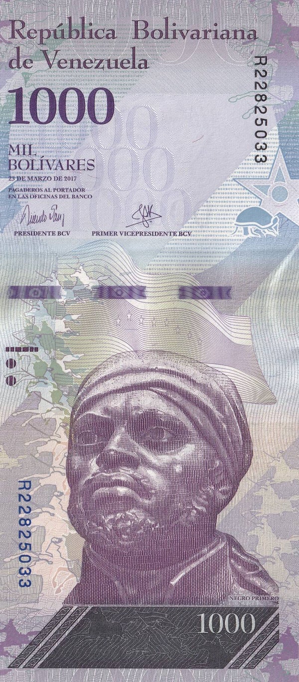 2000 Venezuela 1000 Bolívares Banknote – Banco Central de Venezuela – Giant Armadillo – UNC +
