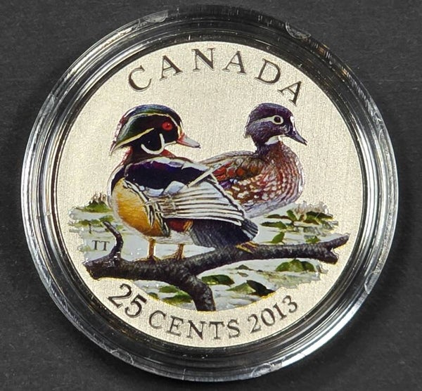 2013 Canada 25 Cents Colourized Wood Duck Coin – Royal Canadian Mint – Original Mint Case