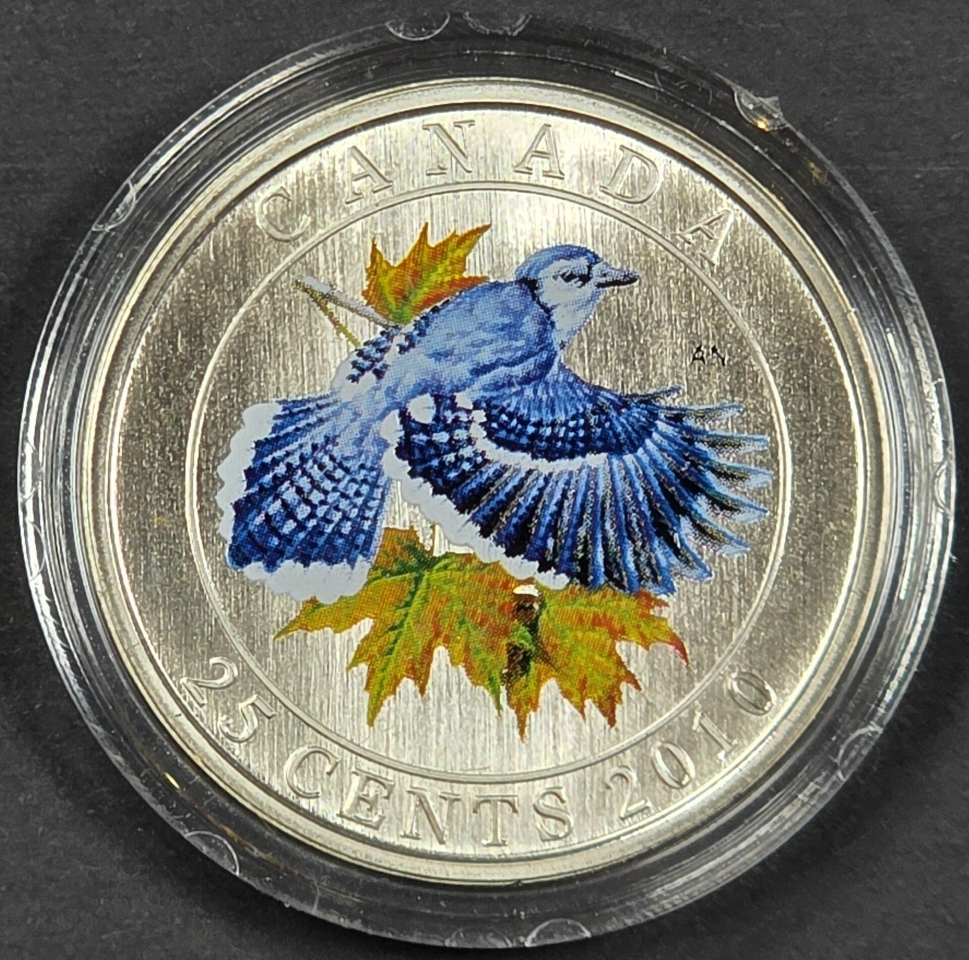 2010 Canada 25 Cents Colourized Blue Jay Coin – Royal Canadian Mint – Original Mint Case