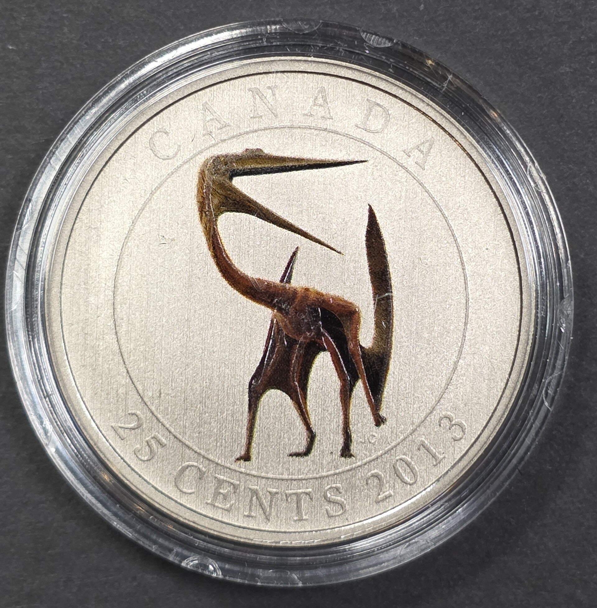 2013 Canada 25 Cents Coloured Quetzalcoatlus Coin – Prehistoric Flying Reptile