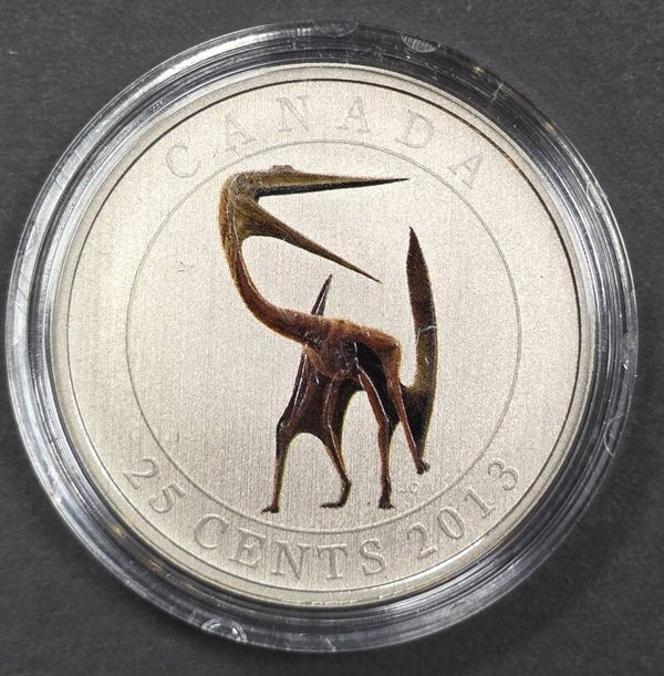 2013 Canada 25 Cents Coloured Quetzalcoatlus Coin – Prehistoric Flying Reptile