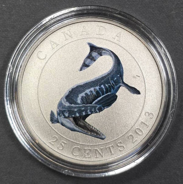 2013 Canada 25 Cents Coloured Tylosaurus Coin – Prehistoric Marine Reptile