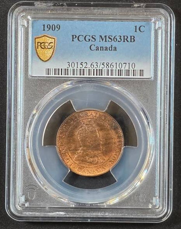 1908 Canada 1 Cent Bronze Coin – King Edward VII – PCGS Certified MS63RB