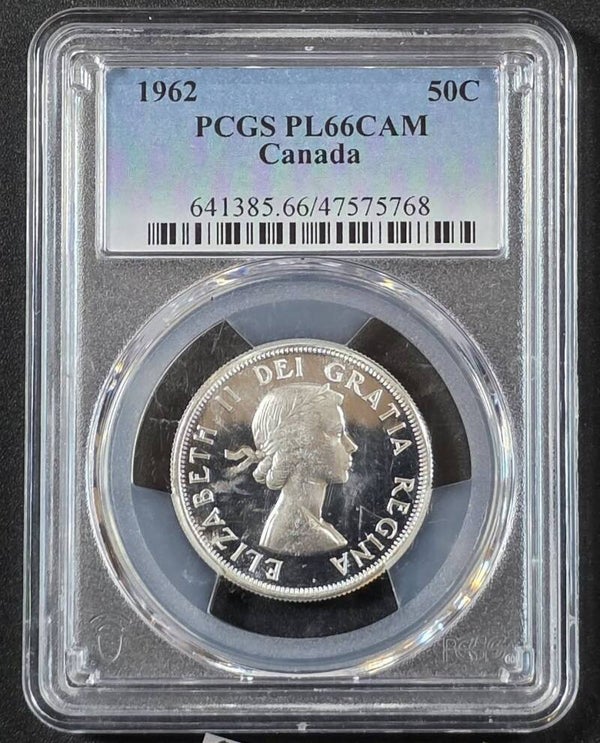 1962 Canada 50 Cents Silver Coin – PCGS PL66 CAM Proof-Like Cameo