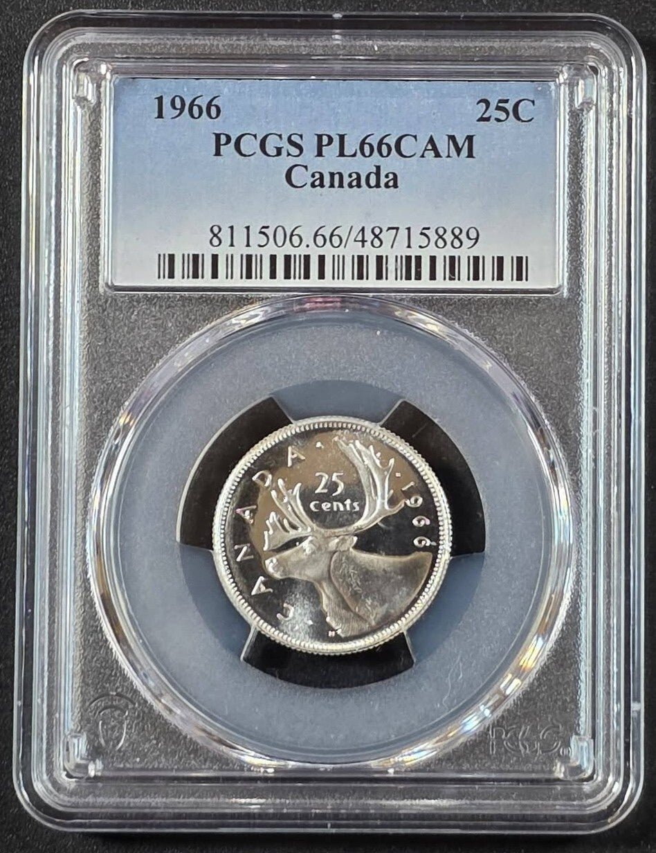 1966 Canada 25 Cents Silver Coin – PCGS PL66 CAM Proof-Like Cameo