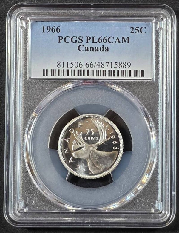 1966 Canada 25 Cents Silver Coin – PCGS PL66 CAM Proof-Like Cameo