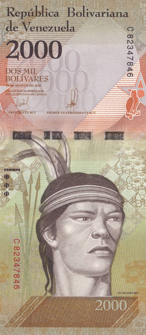 2000 Venezuela 2000 Bolívares Banknote – Banco Central de Venezuela – Harpy Eagle – UNC