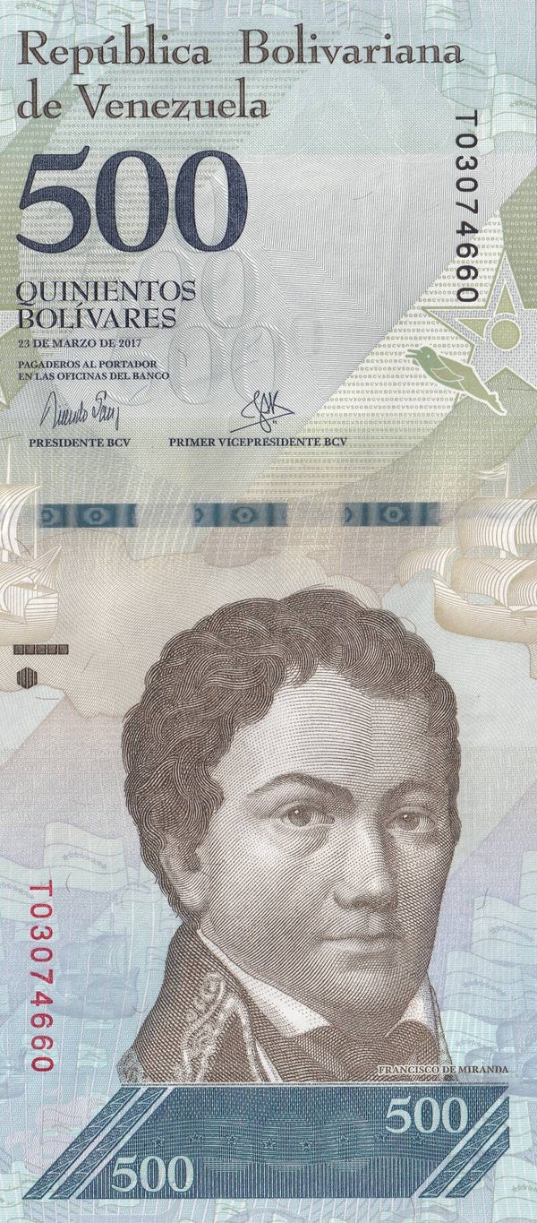 2000 Venezuela 500 Bolívares Banknote – Banco Central de Venezuela – Dolphins (Toninas) – UNC