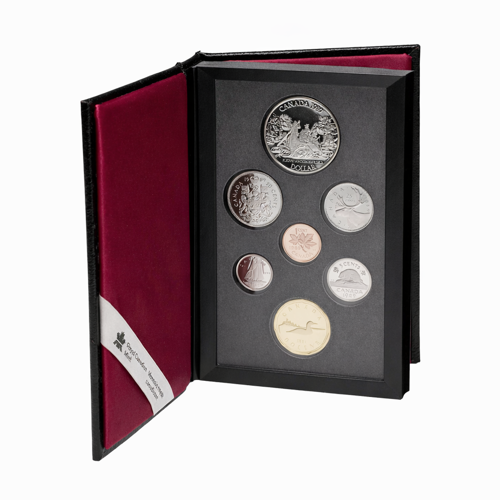 1989 Canada Proof Set – Mackenzie River Bicentennial Silver Dollar – Royal Canadian Mint