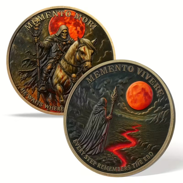 Memento Mori Grim Reaper Rider Art Round – Memento Vivere Alloy Coin 40mm (1.57in)