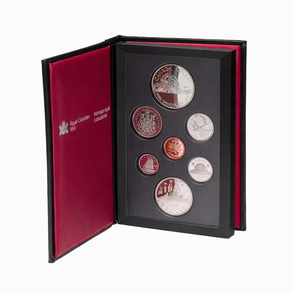 1986 Canada Royal Canadian Mint Specimen Coin Set – Vancouver Centennial Dollar – Original RCM Case