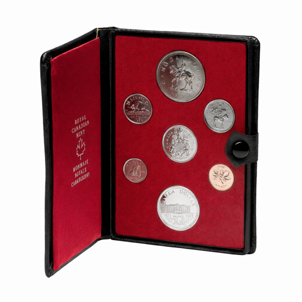 1973 Canada Specimen Coin Set – Royal Canadian Mint 7-Coin Double Dollar Silver Set in Original Red Velvet Case