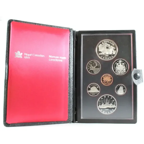 1981 Canada Royal Canadian Mint Specimen Coin Set – Trans-Canada Railway Centennial Dollar – Original RCM Case
