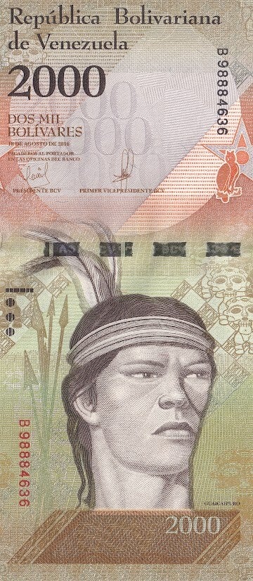 2018 Venezuela 2,000 Bolívares Banknote – Pick New Series – Aguila Harpía – UNC