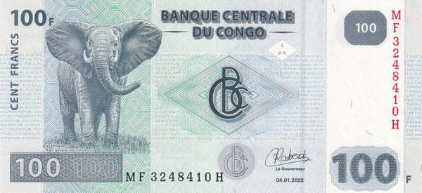 2022 Democratic Republic of the Congo 100 Francs Banknote –  UNC