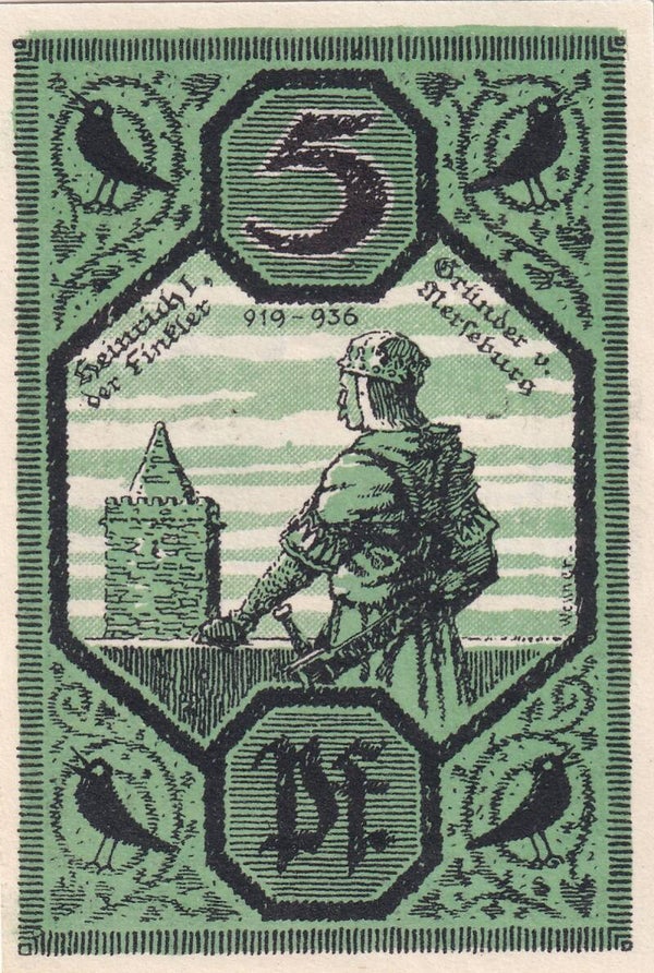 1921 – German City of Merseburg 5 Pfennig Notgeld Note