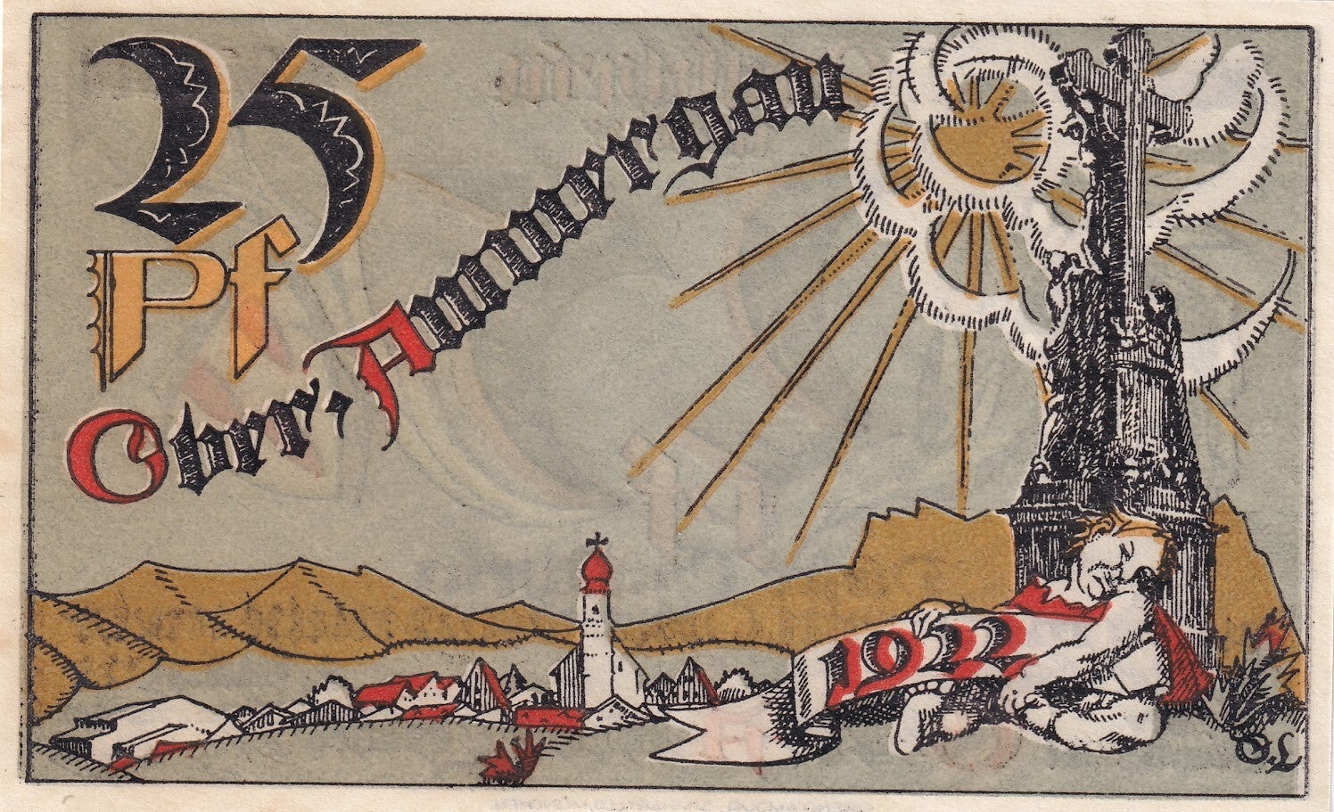 1922 German City of Ochsenhausen – 25 Pfennig