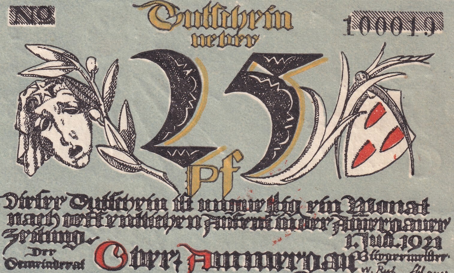 1922 German City of Ochsenhausen – 25 Pfennig Notgeld (Württemberg)