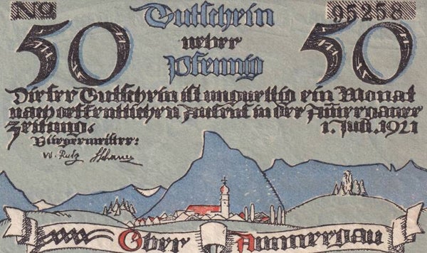 1922 German City of Ochsenhausen – 50 Pfennig Notgeld (Württemberg)
