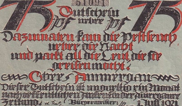 1922 German City of Ochsenhausen – 75 Pfennig Notgeld (Württemberg)