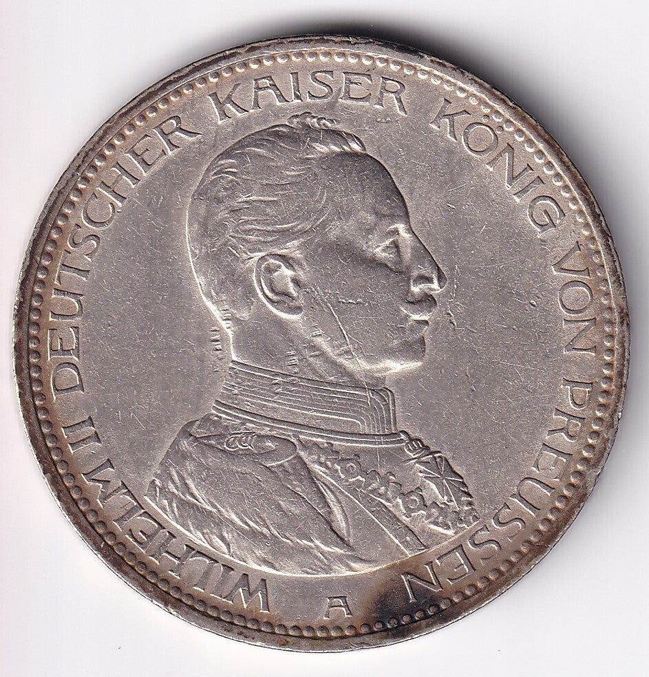 1914-A German Empire 5 Mark – Wilhelm II (Silver) (VF+)