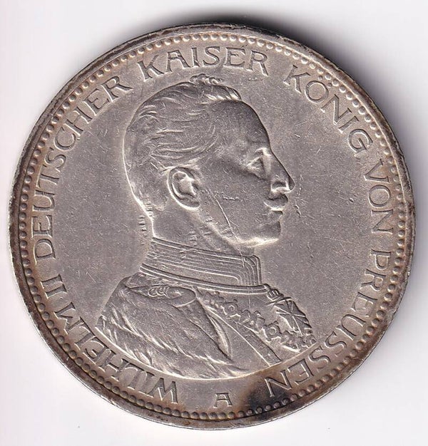 1914-A German Empire 5 Mark – Wilhelm II (Silver) (VF+)