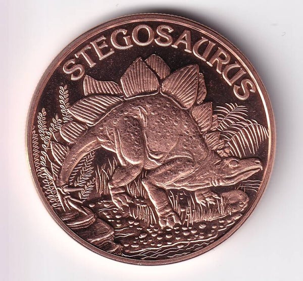 Stegosaurus 1 oz .999 Fine Copper Round – Dinosaur Series – USA One AVDP Ounce