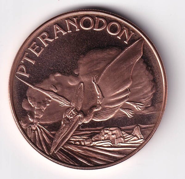 Pteranodon 1 oz .999 Fine Copper Round – Prehistoric Dinosaur Series – USA One AVDP Ounce